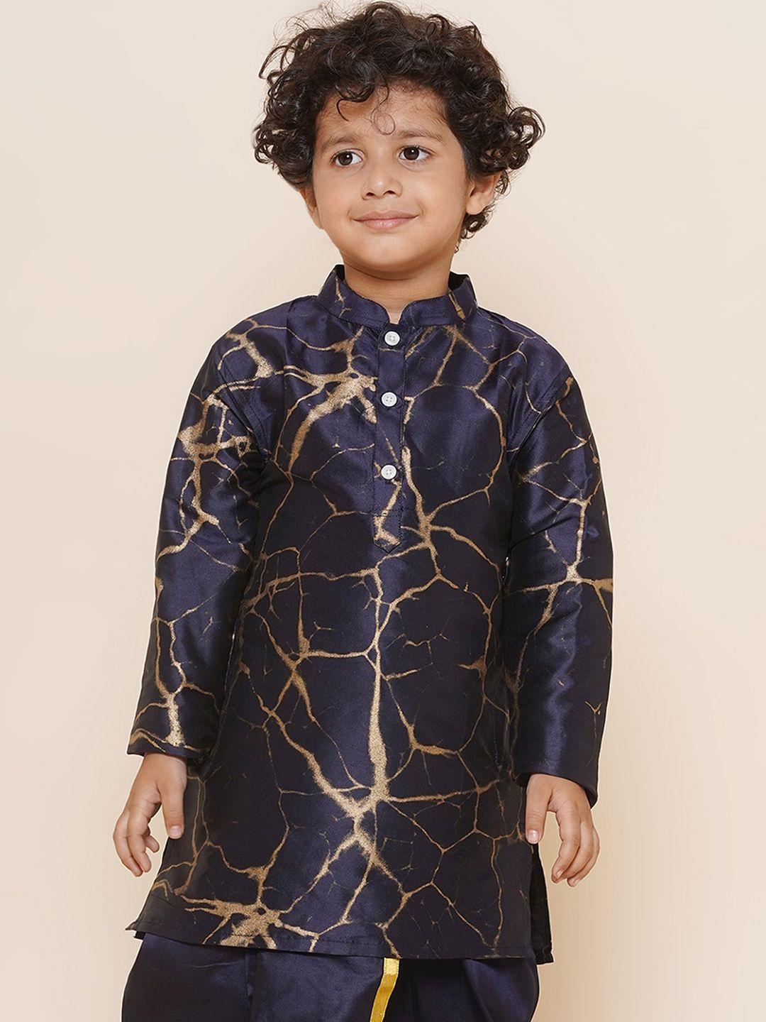 sethukrishna boys mandarin collar abstract printed kurta