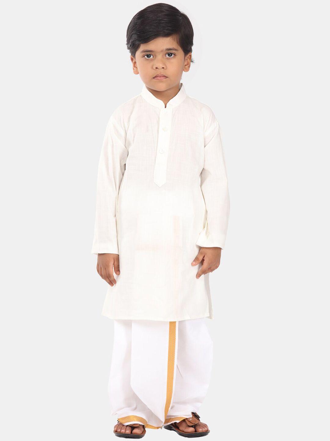sethukrishna boys pure cotton kurta with dhoti pants