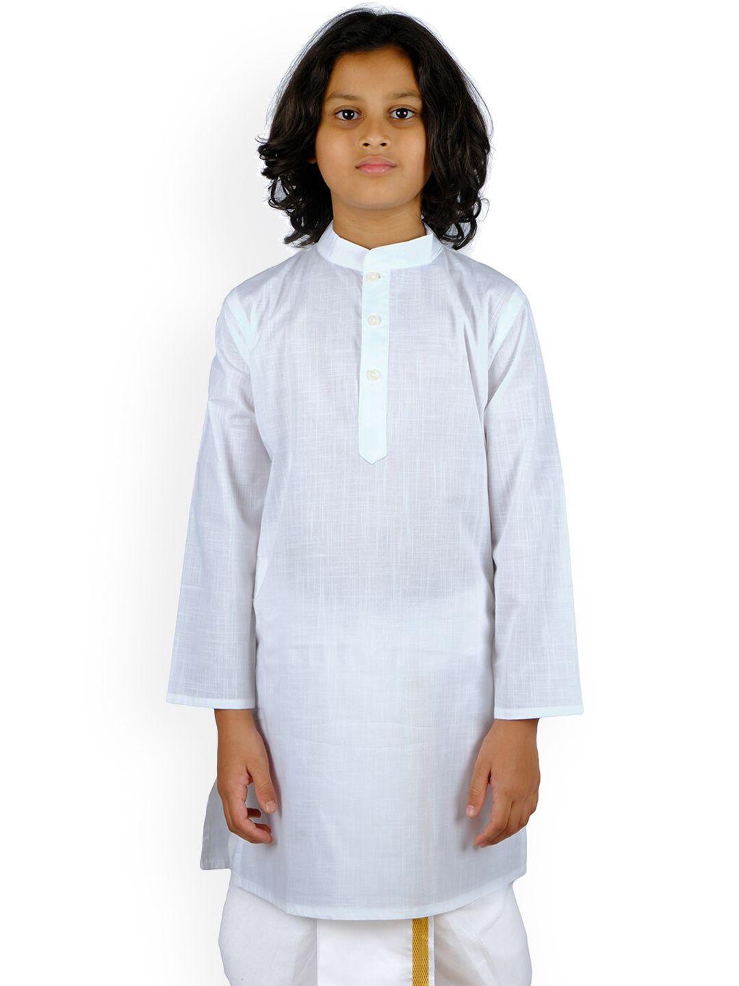 sethukrishna boys white cotton kurta