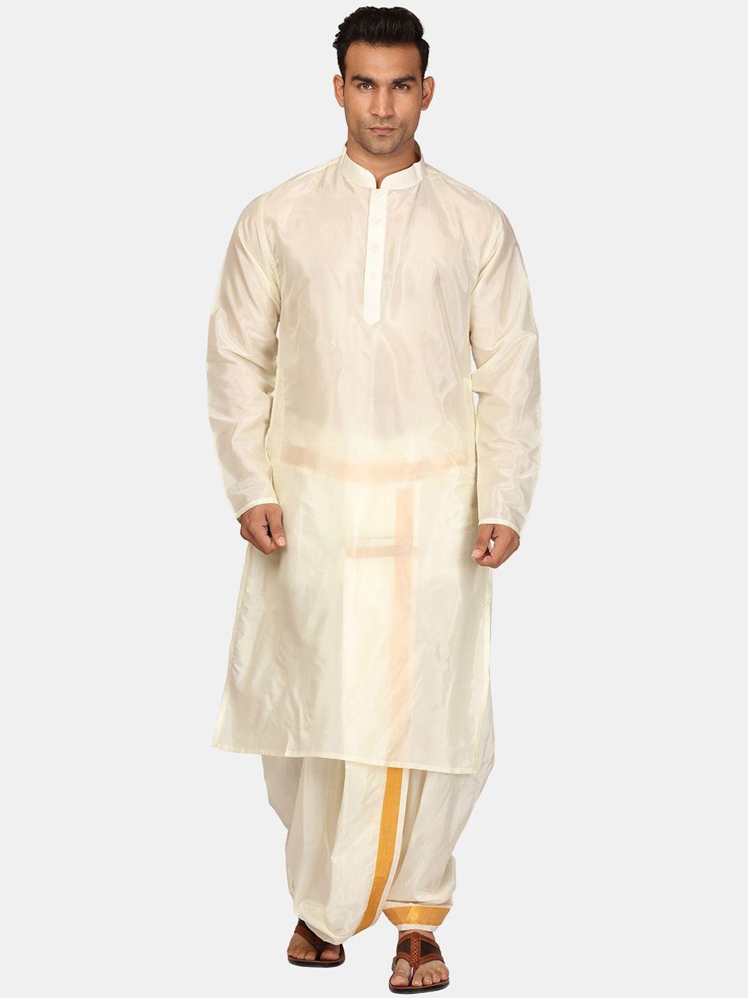 sethukrishna mandarin collar zari straight kurta with dhoti pants