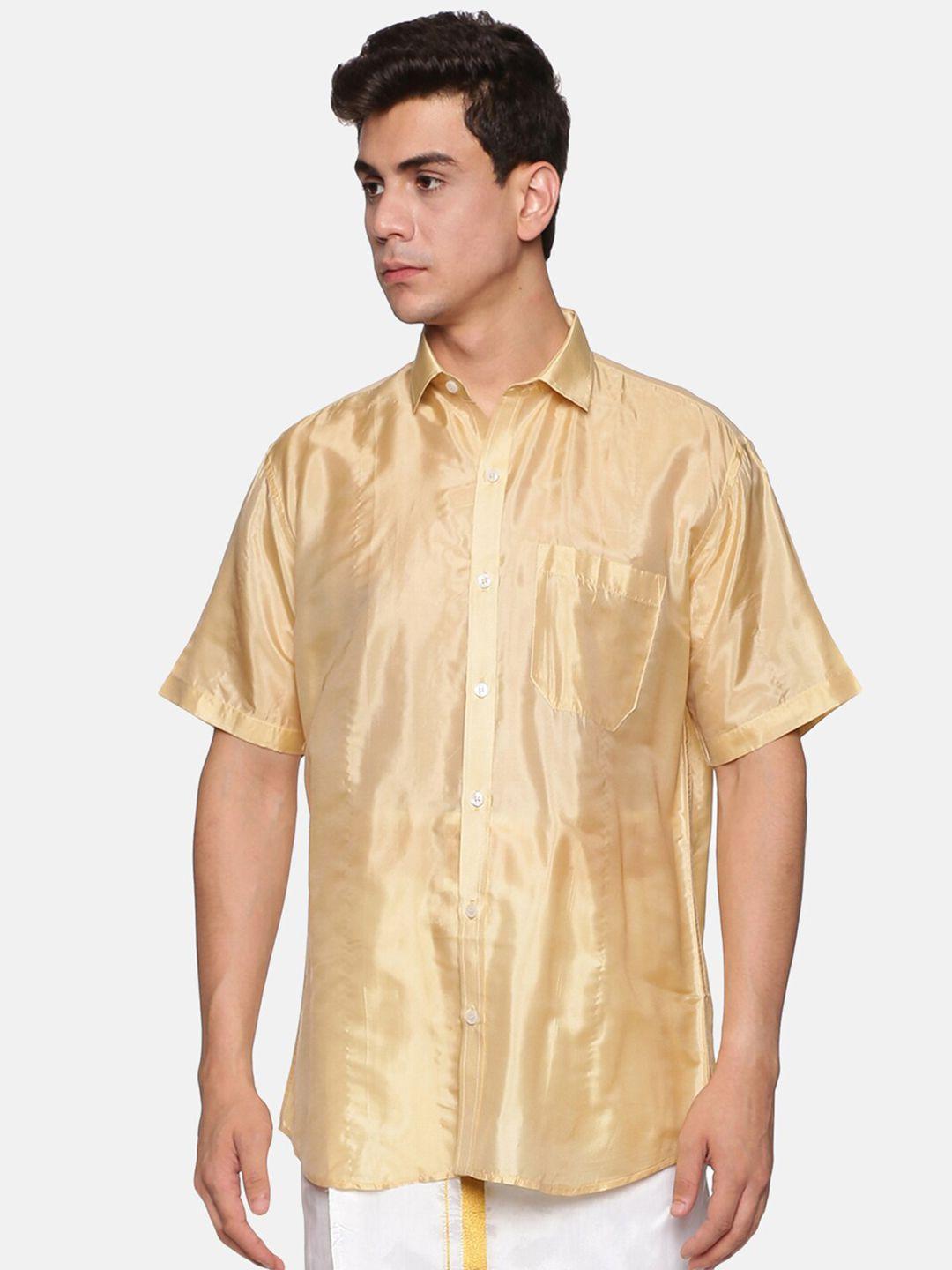 sethukrishna men camel brown standard casual shirt