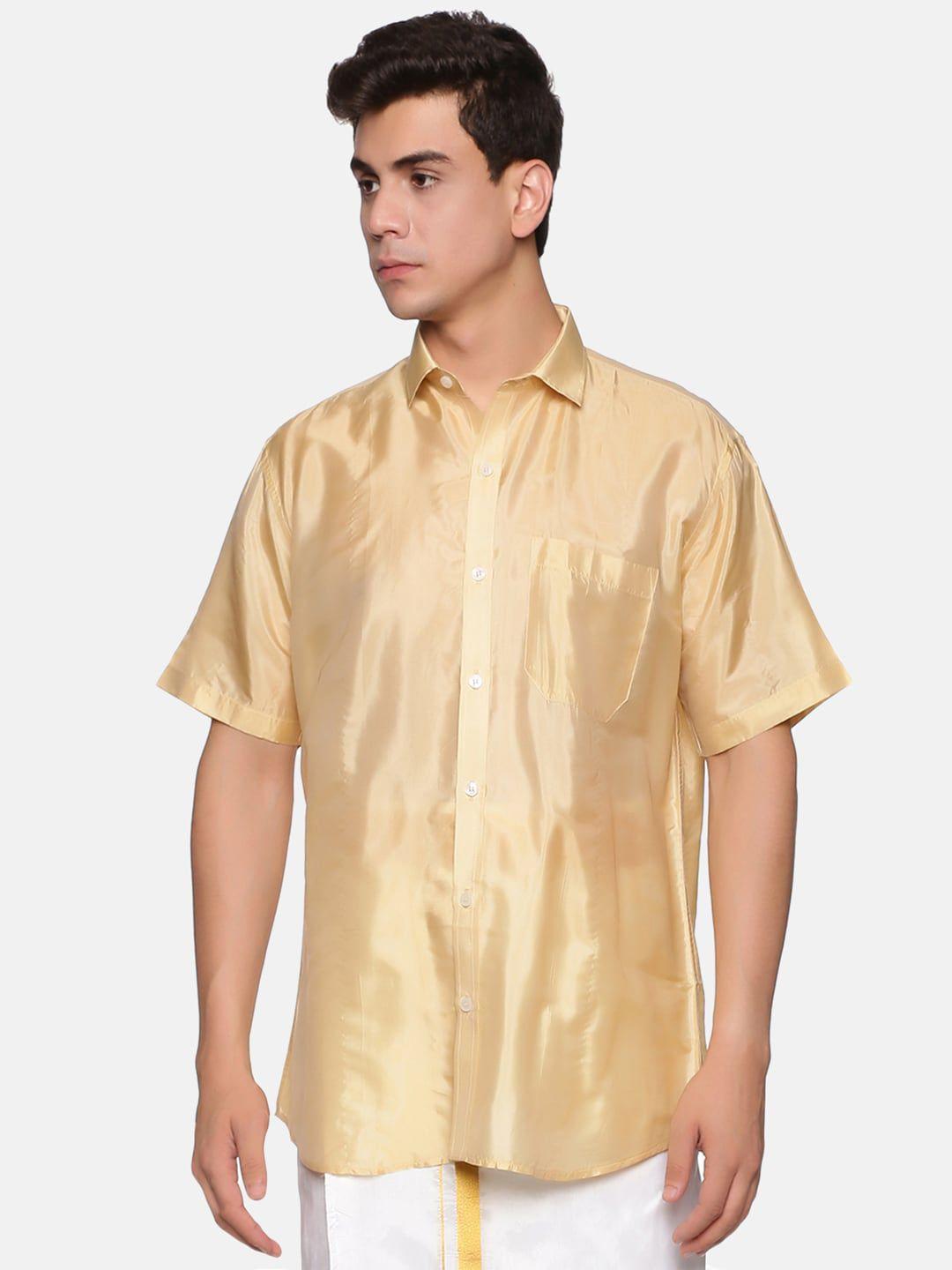 sethukrishna men camel brown standard casual shirt
