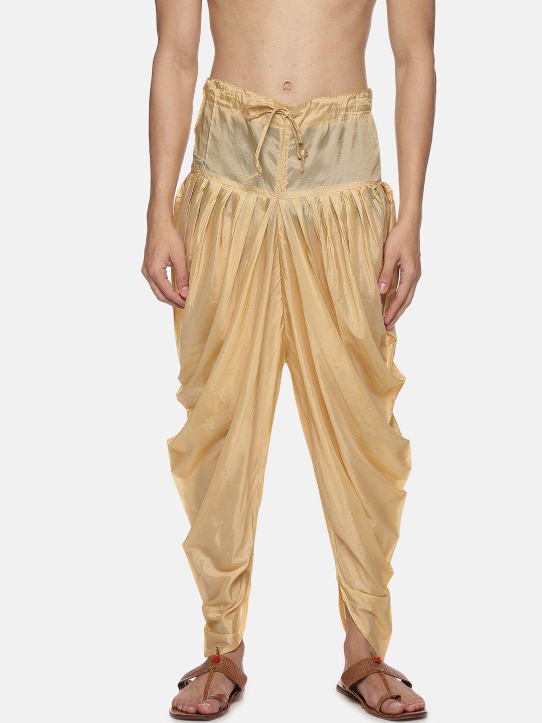 sethukrishna men gold-coloured solid dhoti pants