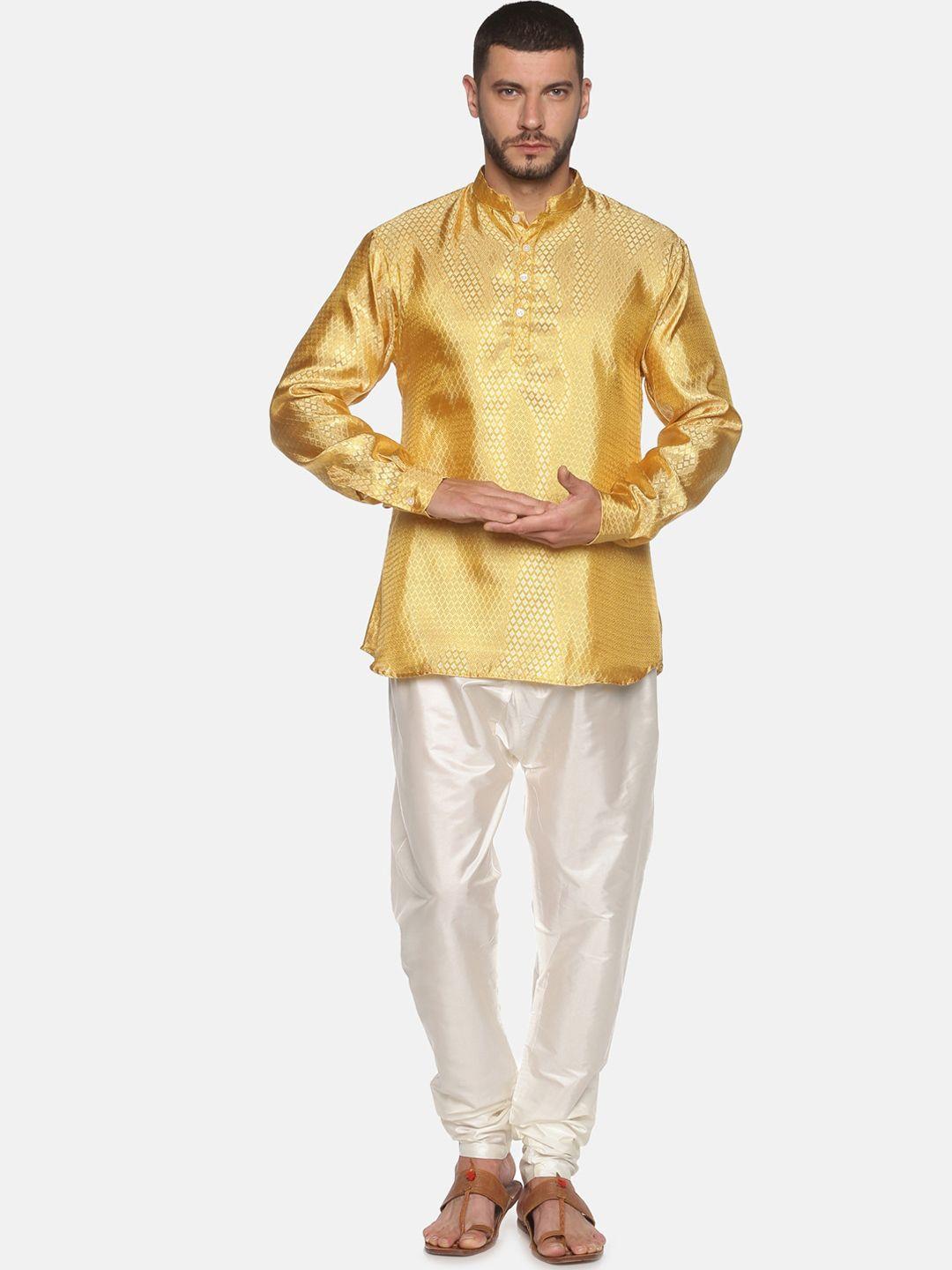 sethukrishna men gold-toned kurta with pyjamas