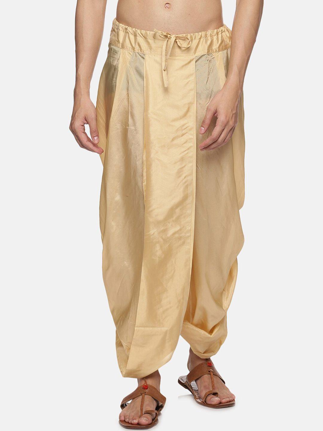 sethukrishna men golden solid dhoti pants