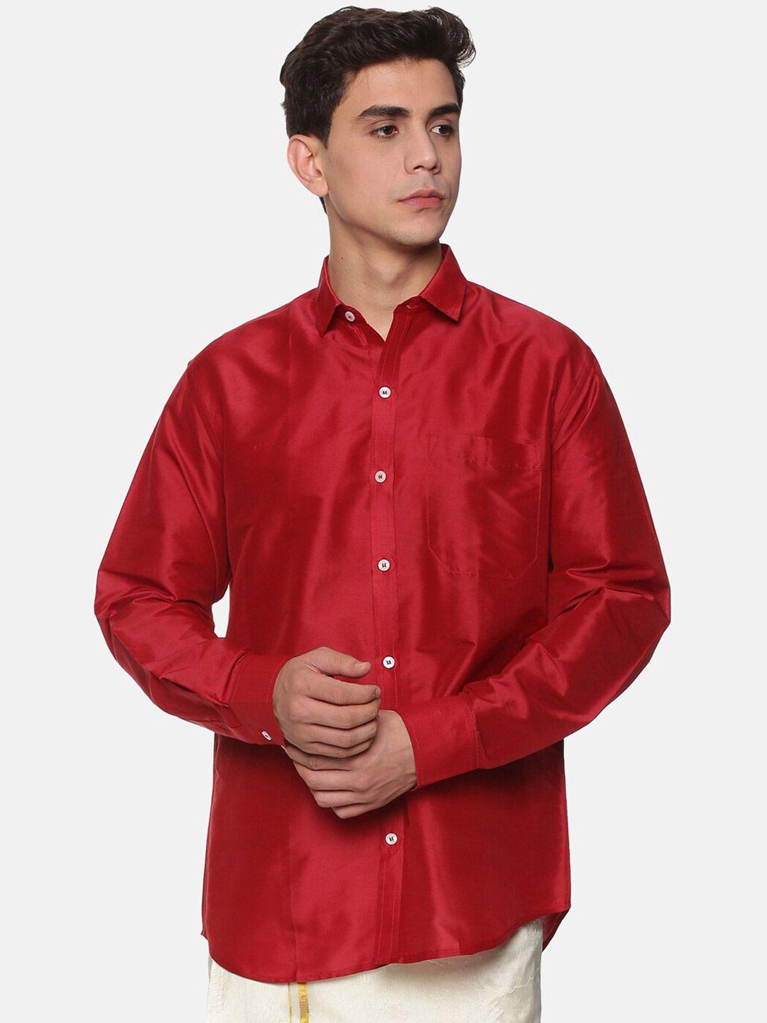 sethukrishna men maroon standard casual shirt