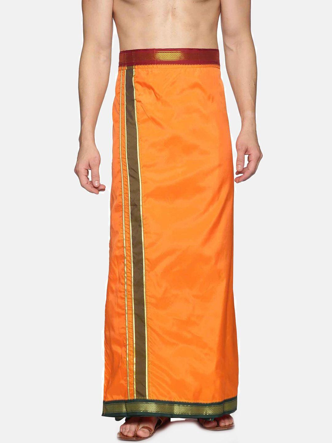 sethukrishna men orange solid readymade dhoti