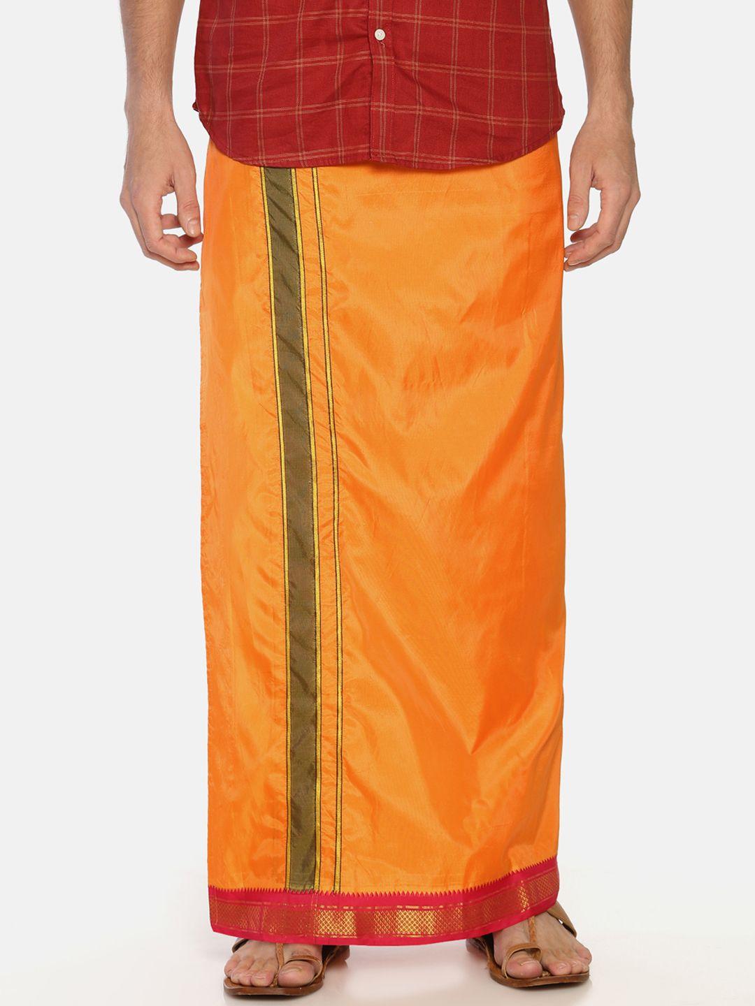 sethukrishna men orange solid readymade dhoti