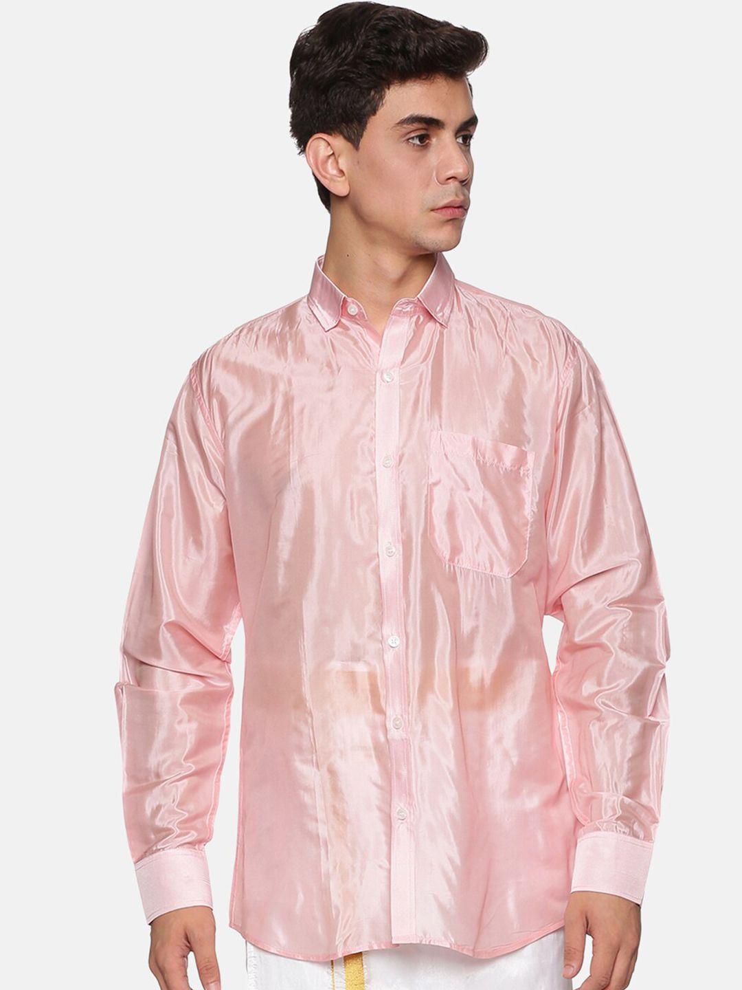 sethukrishna men pink standard casual shirt