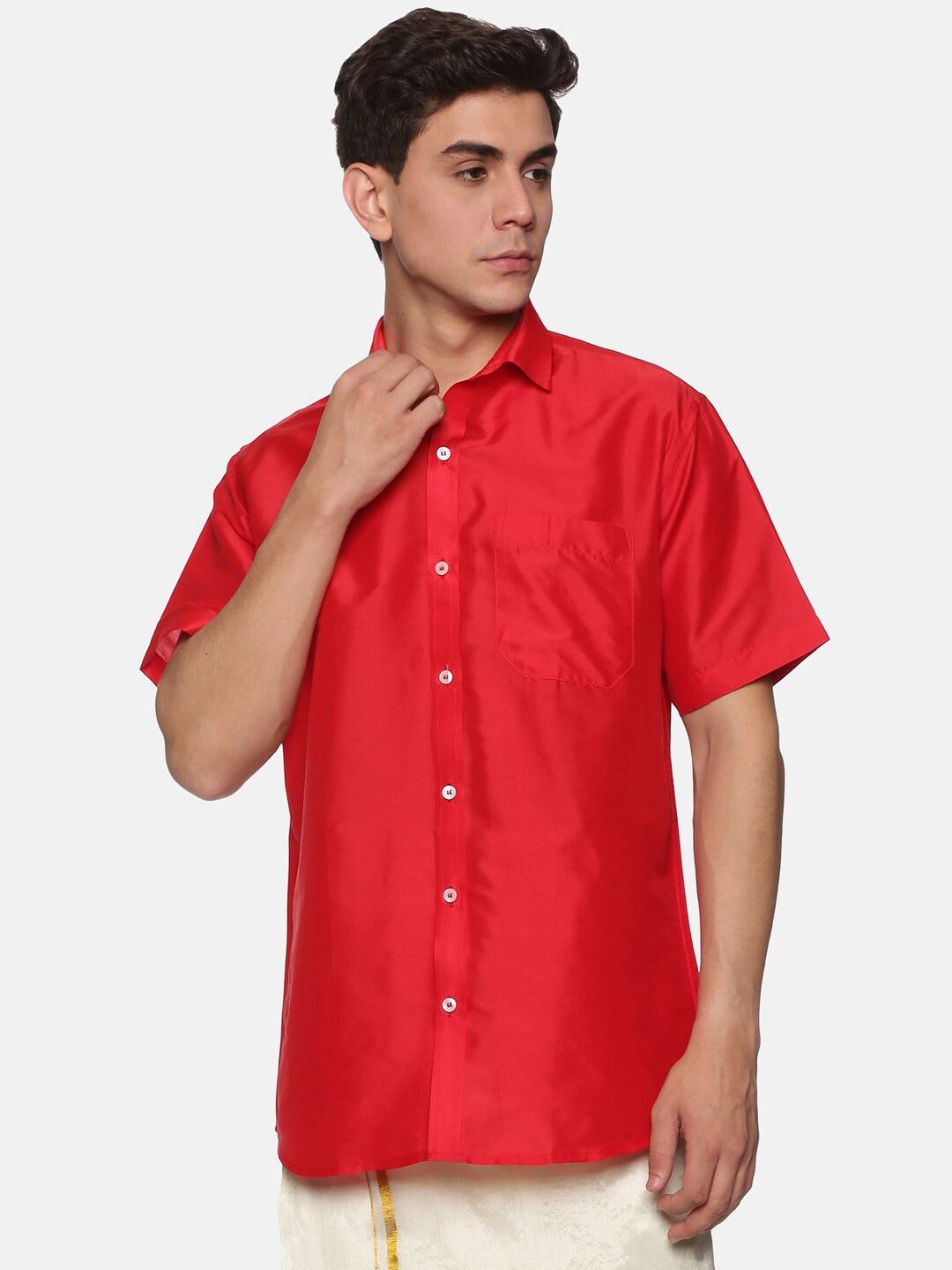sethukrishna men red standard casual shirt