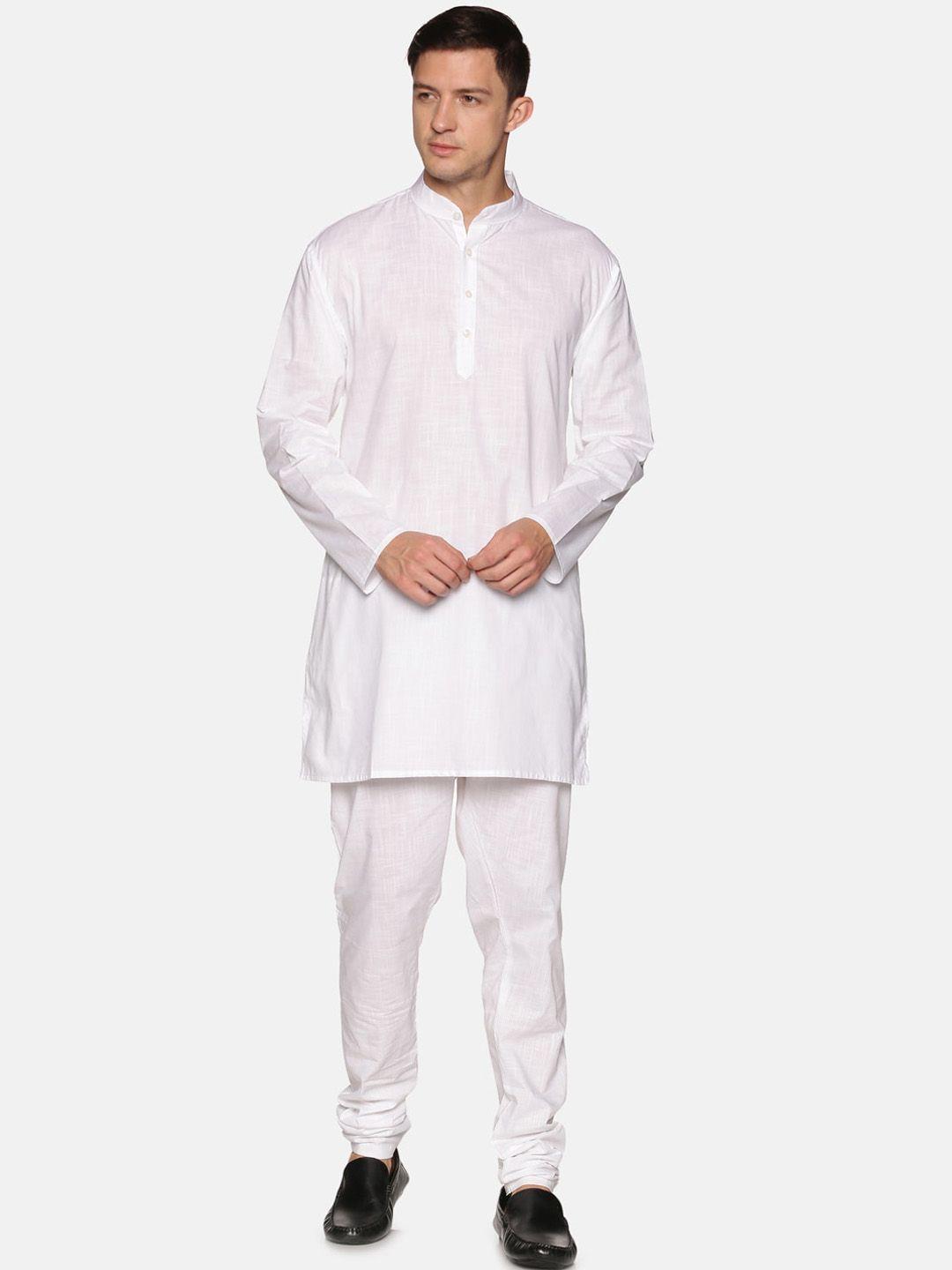 sethukrishna men white pure cotton kurta with churidar