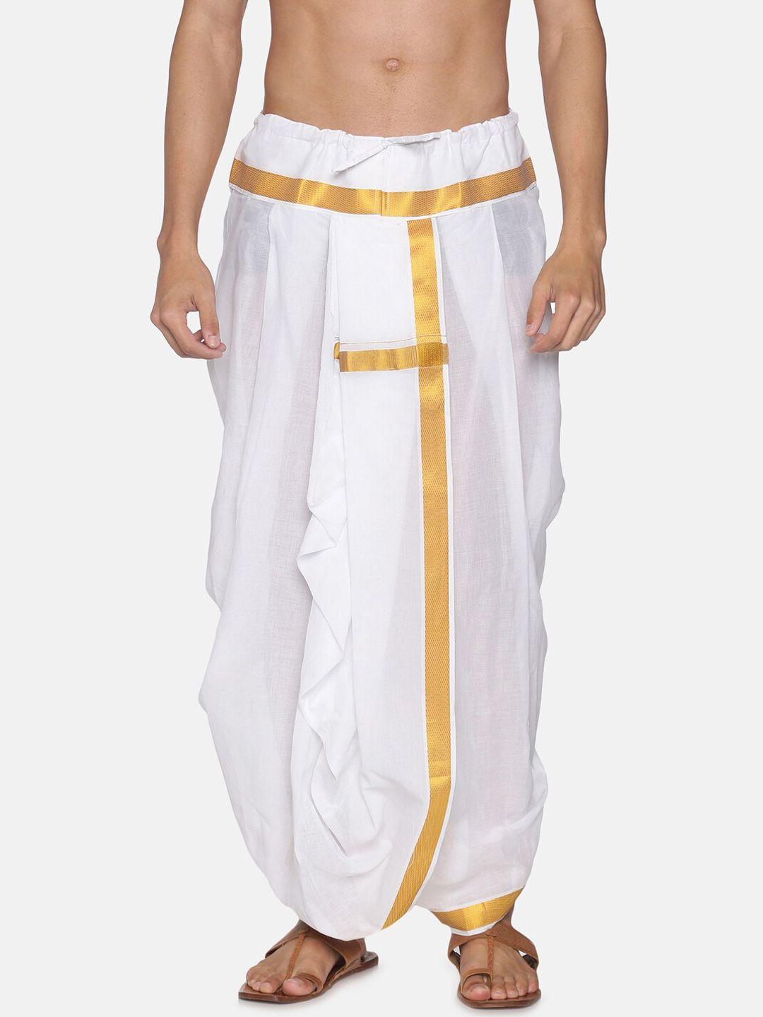 sethukrishna men white readymade cotton dhoti