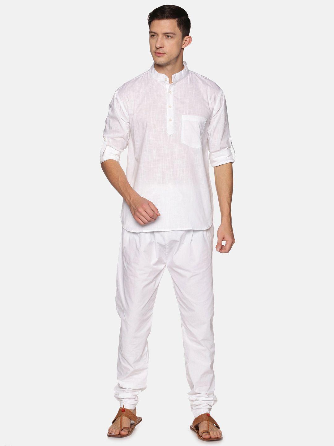 sethukrishna men white regular pure cotton kurta with pyjamas