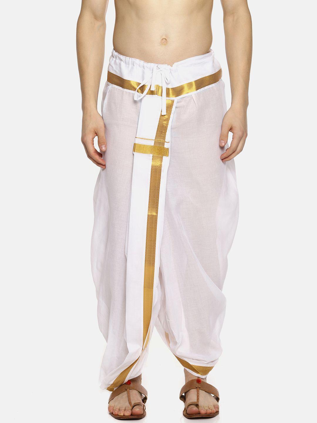 sethukrishna men white solid readymade dhoti