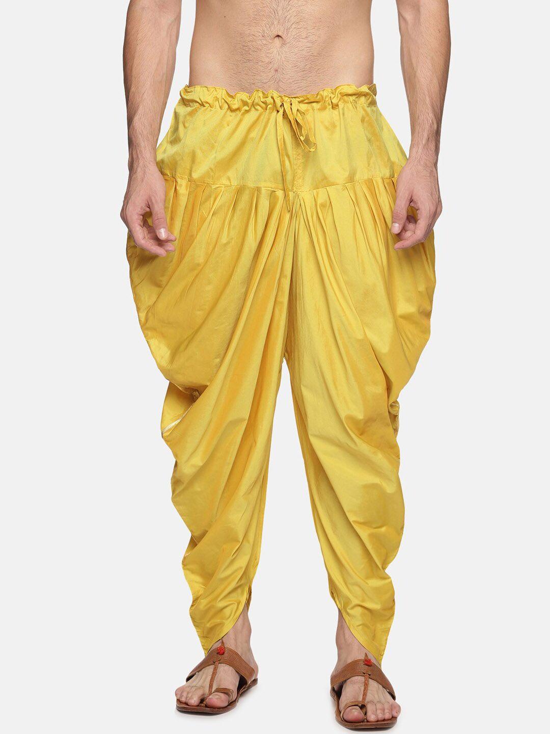 sethukrishna men yellow solid dhoti pant
