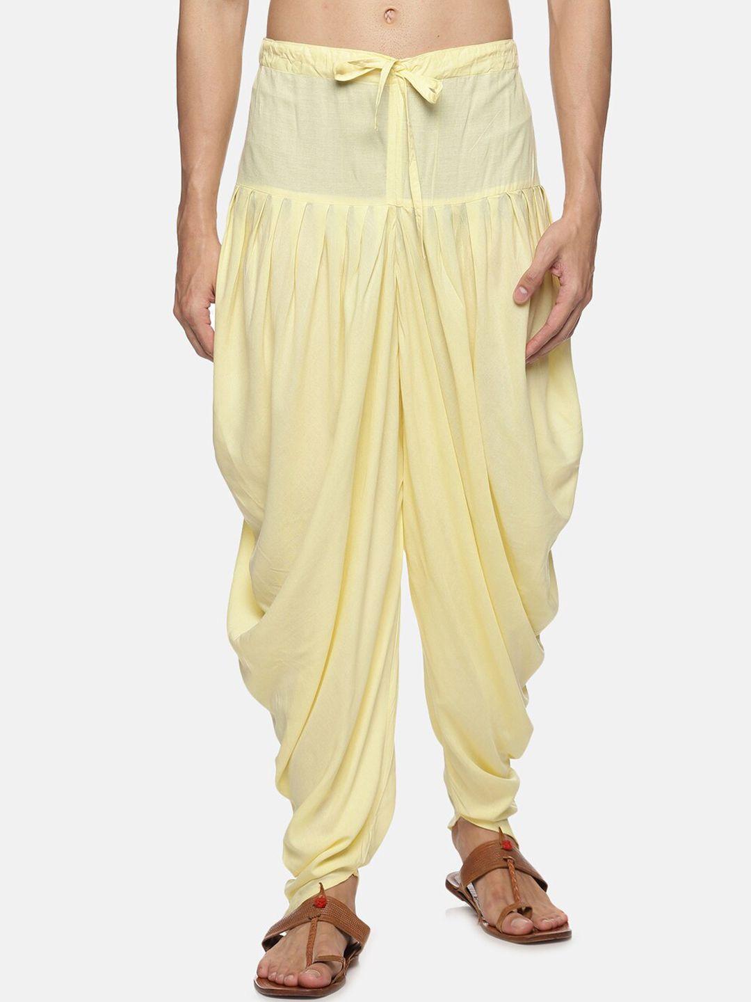 sethukrishna men yellow solid dhoti pant