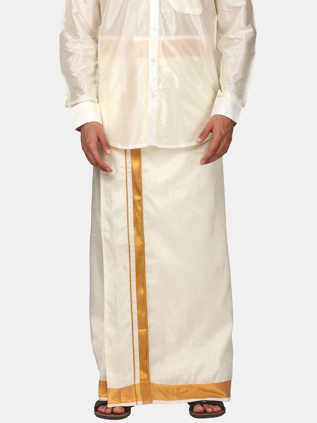 sethukrishna men zari border art silk dhoti with angavastram