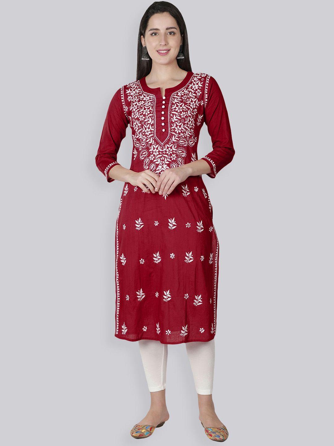 seva chikan chikankari embroidered cotton kurta