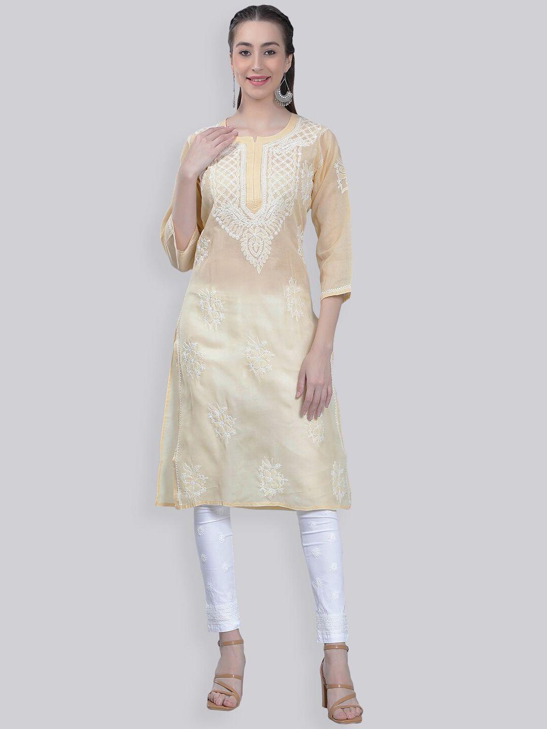 seva chikan ethnic motifs embroidered chikankari kurta