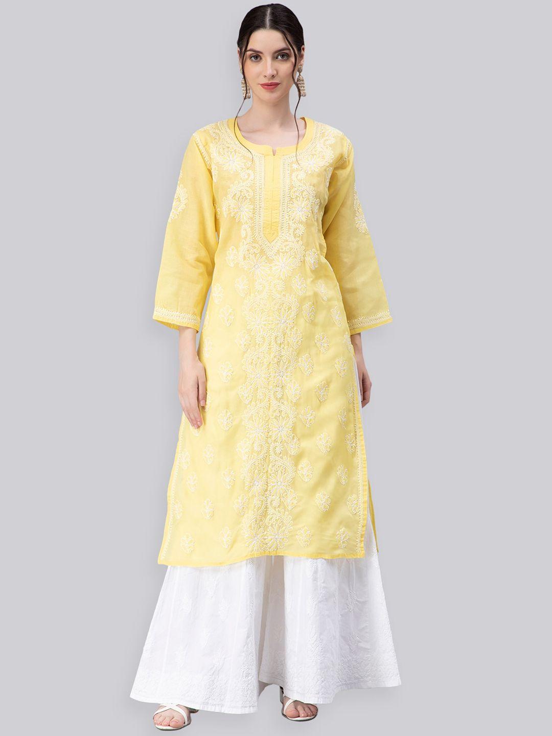 seva chikan ethnic motifs embroidered chikankari kurta