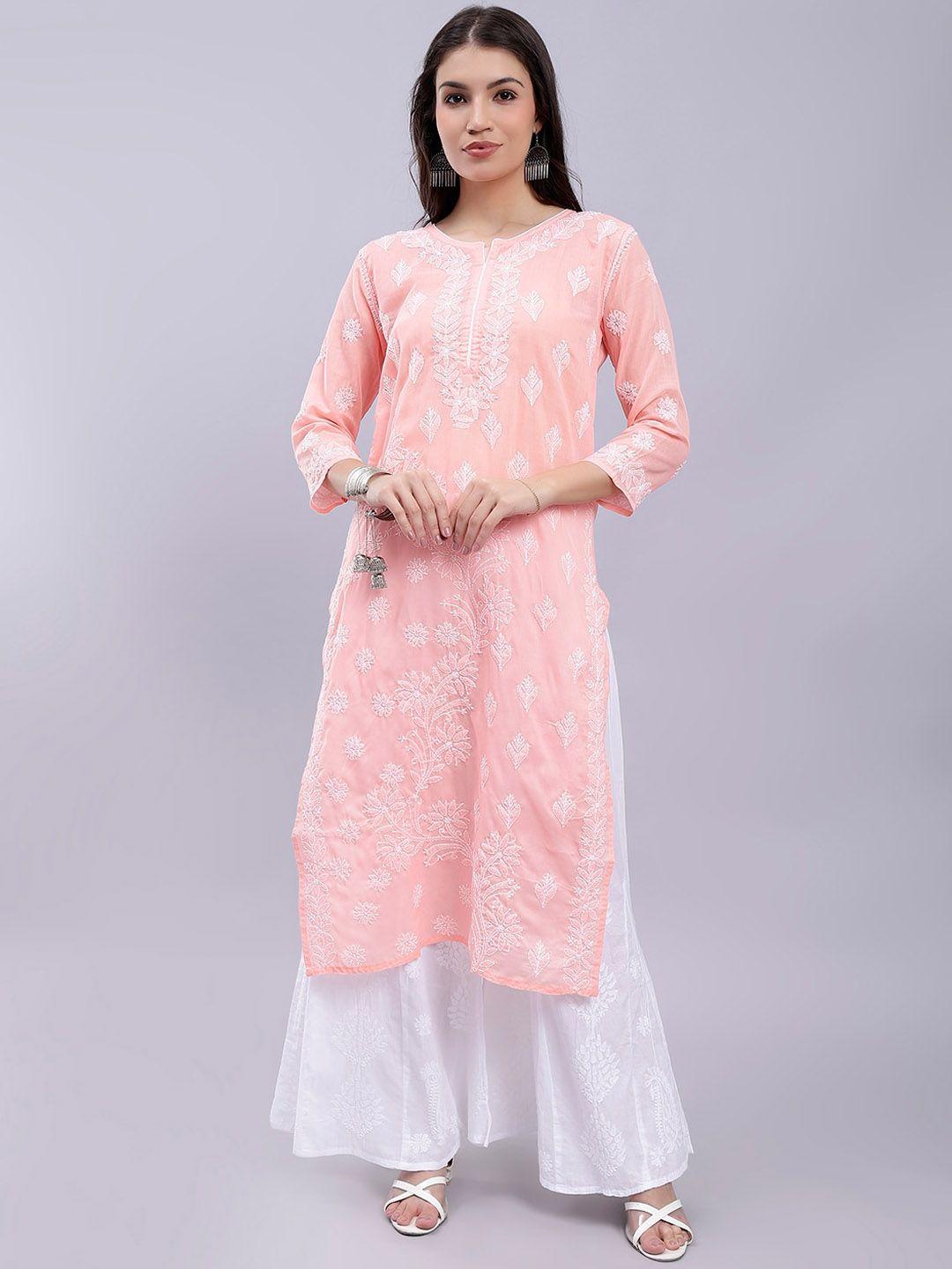 seva chikan ethnic motifs embroidered chikankari straight kurta