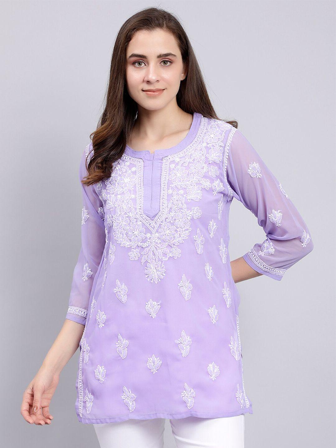 seva chikan ethnic motifs embroidered lucknowi chikankari chikankari kurti