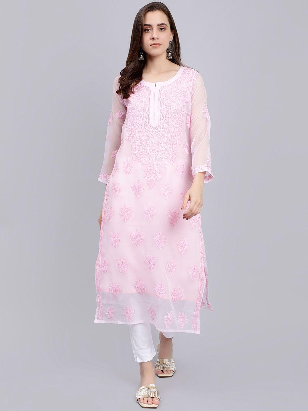 seva chikan ethnic motifs embroidered lucknowi chikankari kurta