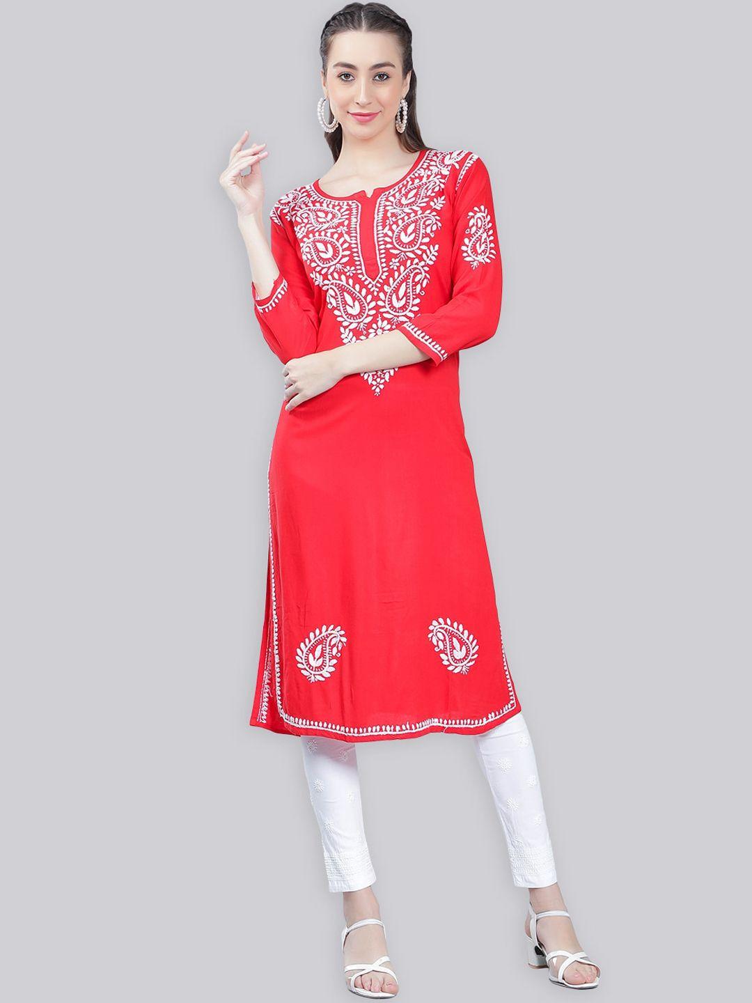 seva chikan paisley embroidered chikankari anarkali kurta