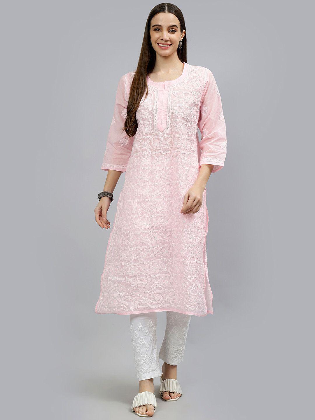 seva chikan women ethnic motifs embroidered chikankari handloom kurta