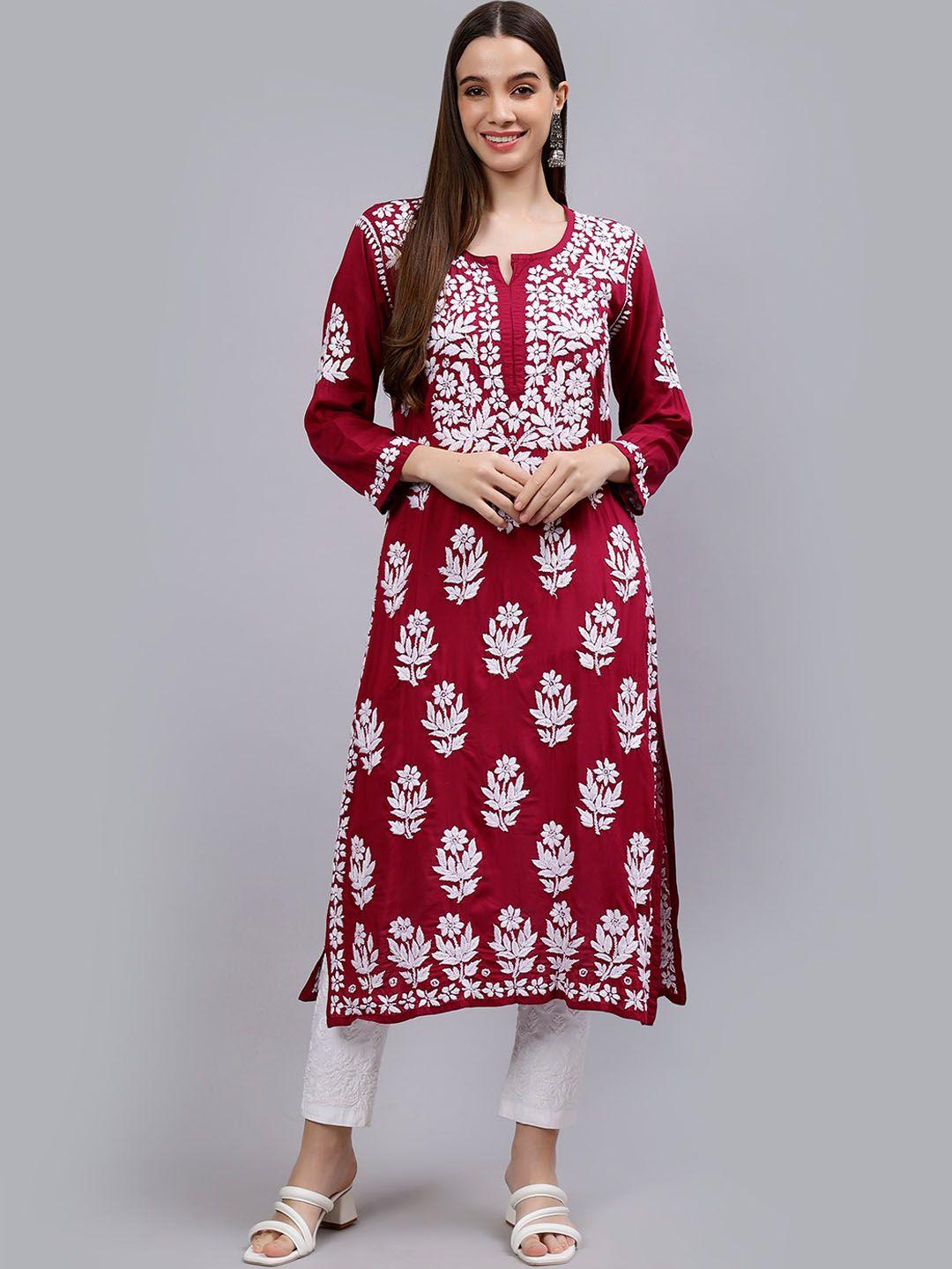 seva chikan women ethnic motifs printed thread work handloom kurta