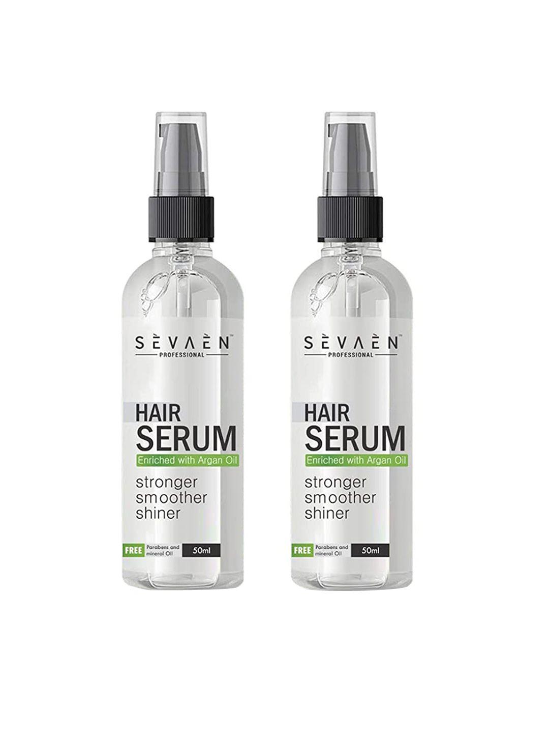 sevaen set of 2 hair serums for silky & smooth hair with almond and argan oil - 50ml each
