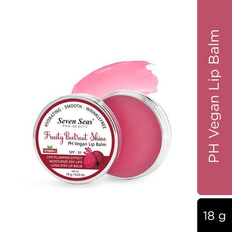 seven seas fruity beetroot shine vegan lip balm vitamin c | spf-20 | lips plumping effect | moisturize dry lips | long stay lip balm | hydrating - smooth - wrinkle free