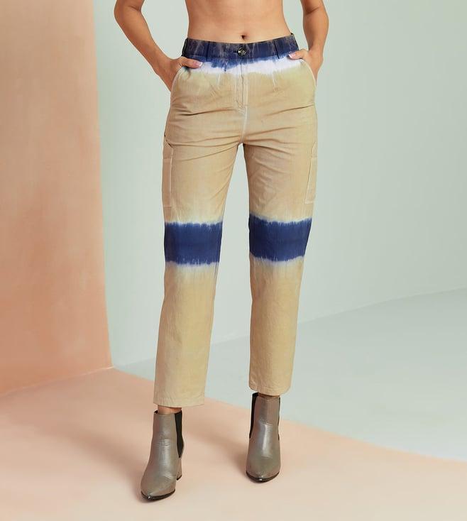 seven dc beige colour-blasted pants