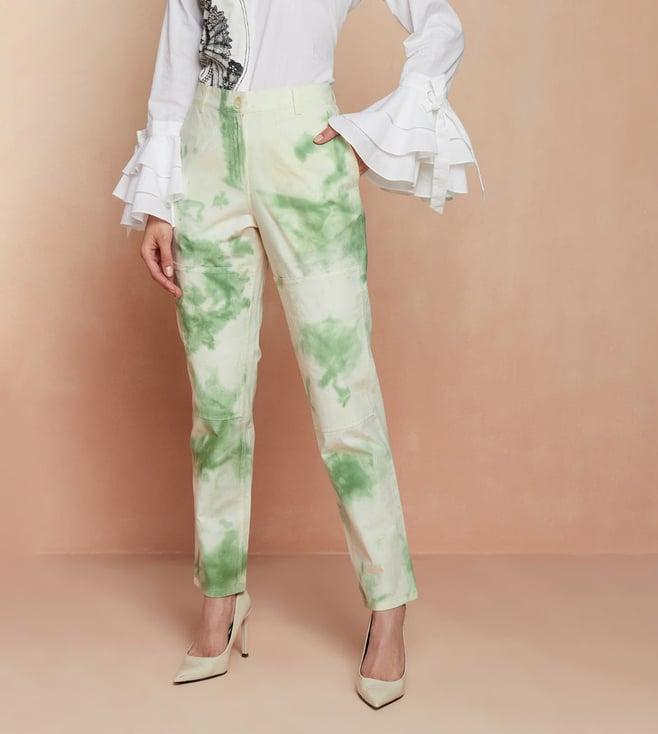 seven dc ivory tie-dye twill pants