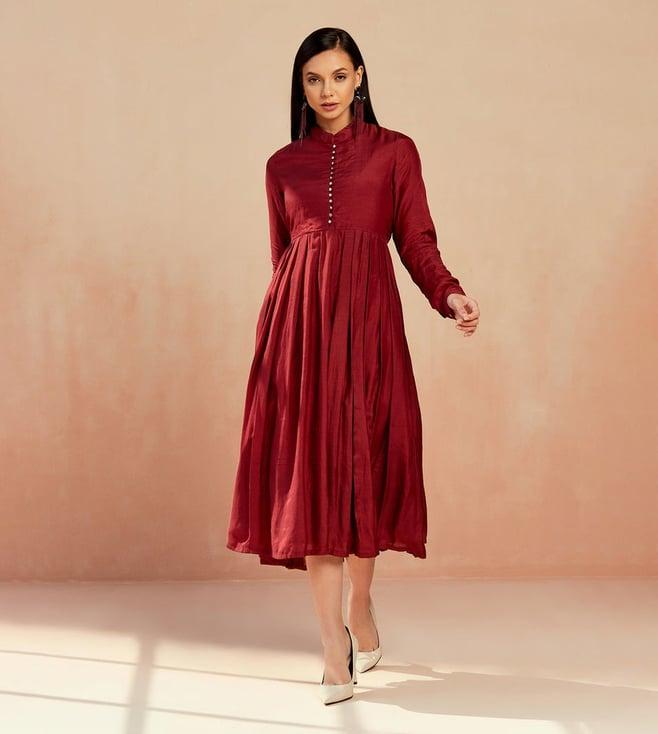 seven dc maroon sangria pleated tunic