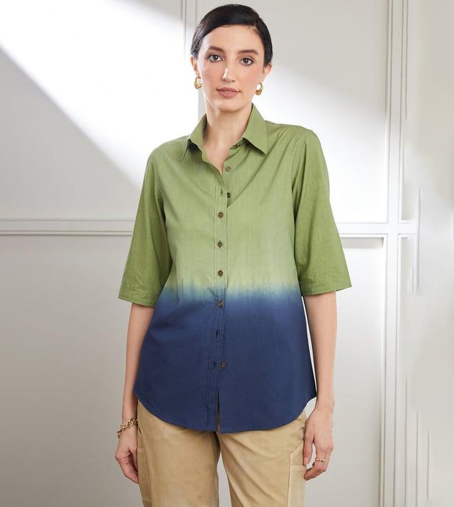 seven dc olive green & navy shirt