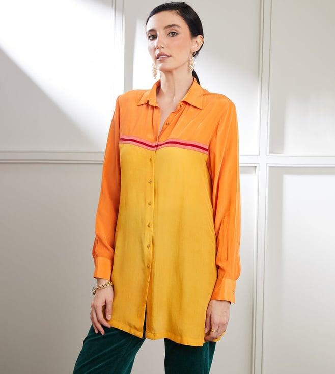 seven dc orange & fire amber block shirt