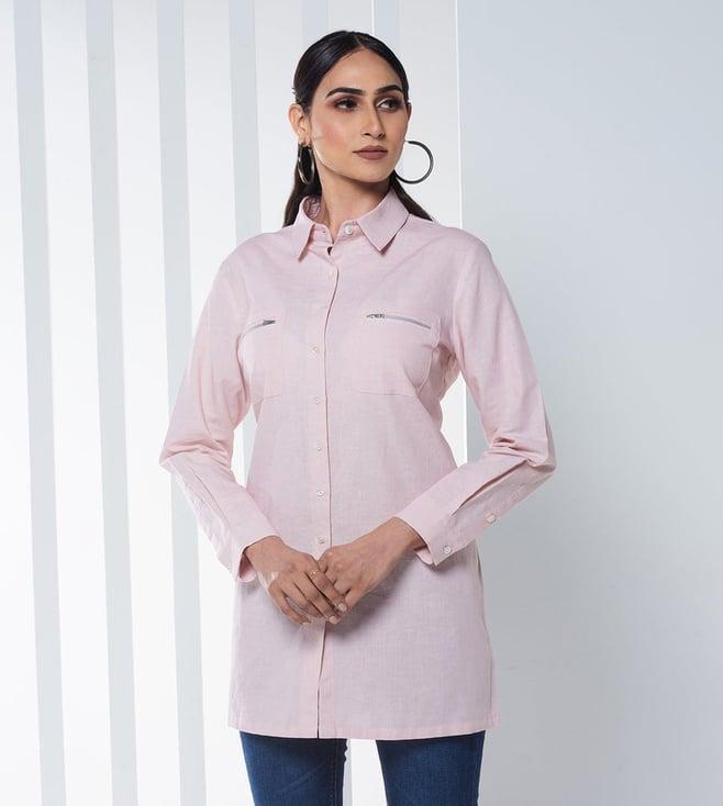 seven dc pink linen long shirt