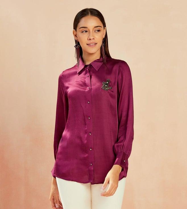 seven dc purple viola satin shirt