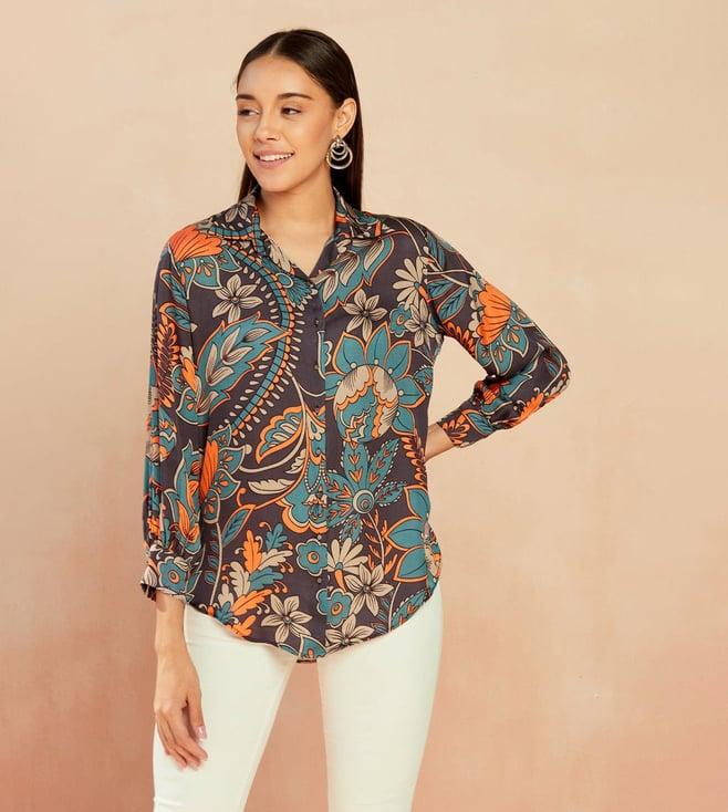 seven dc rush floral printed shirt