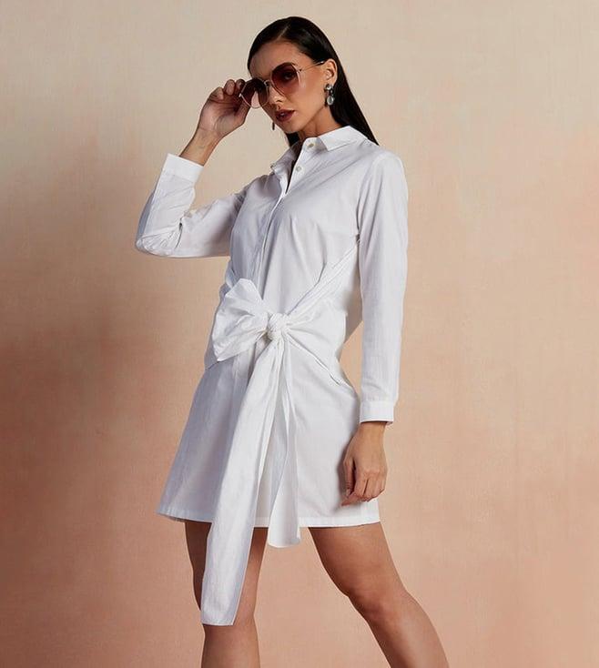 seven dc white bow-tie shirt dress