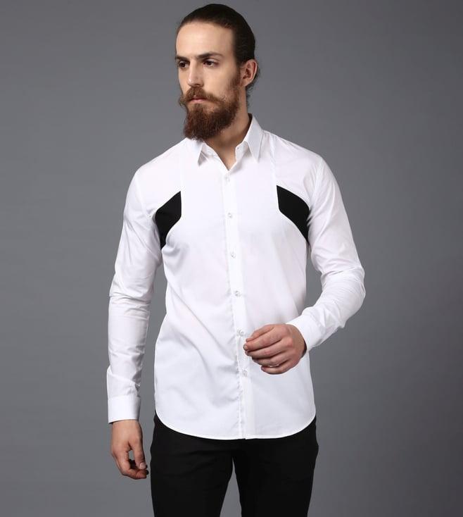 seven dc white panelisation cotton shirt