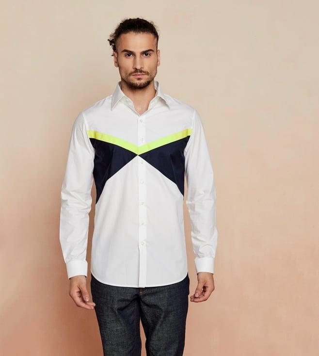 seven dc white tapered multi bloc shirt