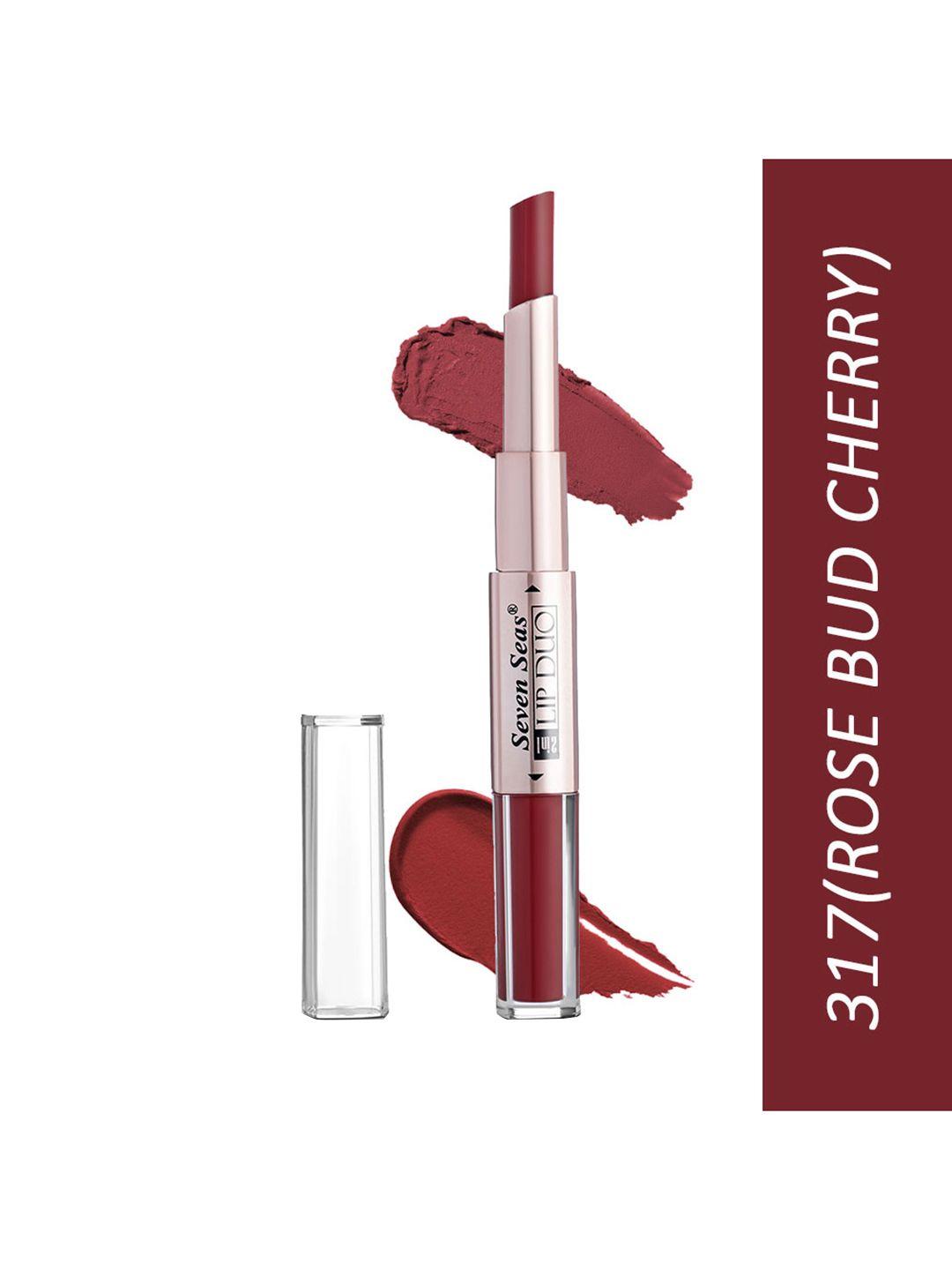 seven seas maroon lip duo 2 in 1 liquid lipstick with stick lipstick - rose bud cherry 317