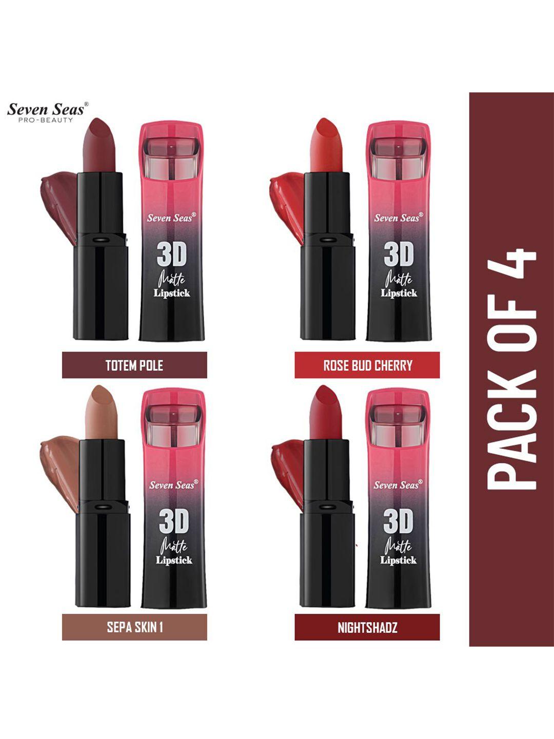 seven seas pack of 4 full coverage 3d matte lipstick