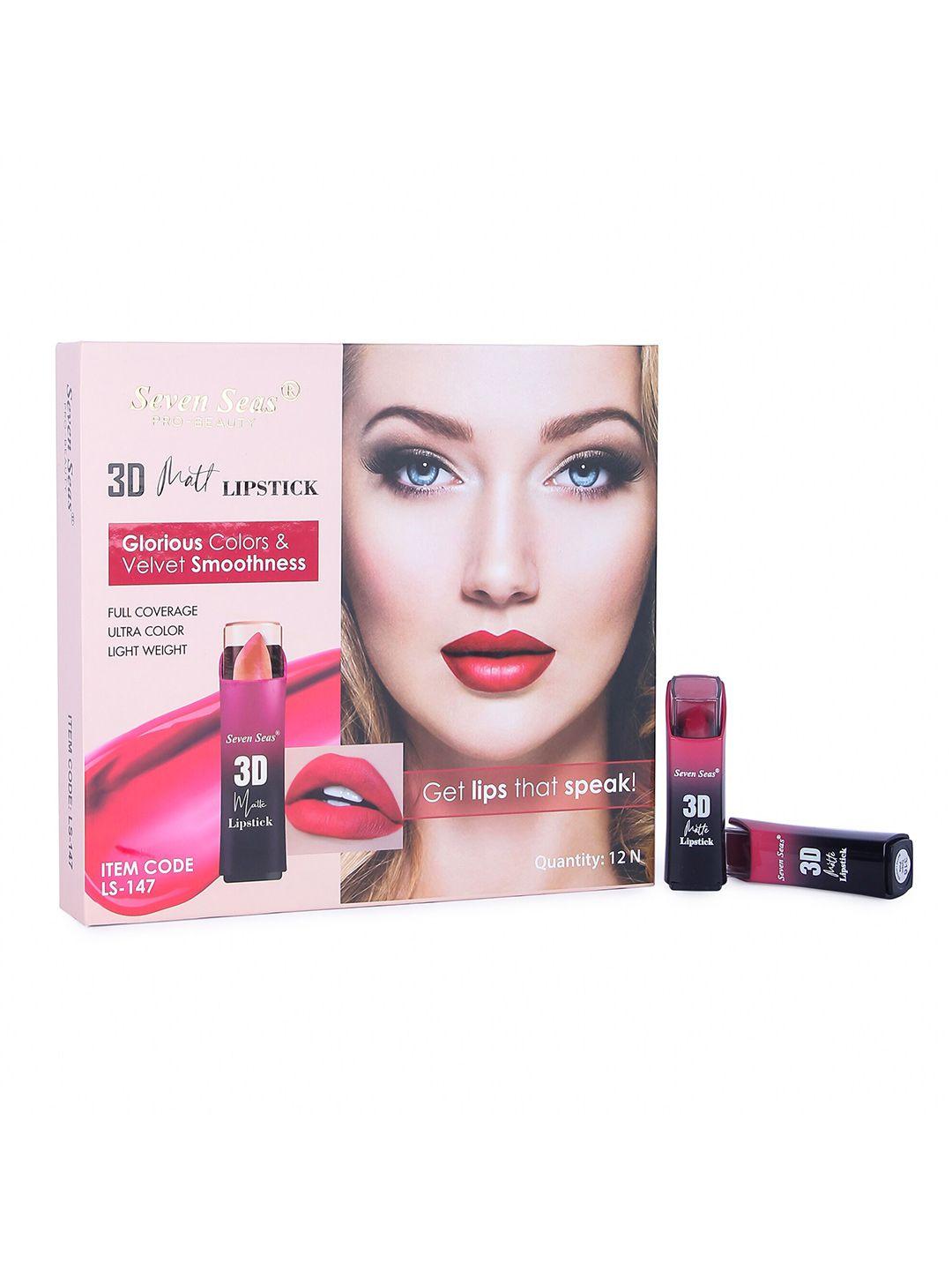 seven seas set of 12 full coverage 3d matte lipsticks