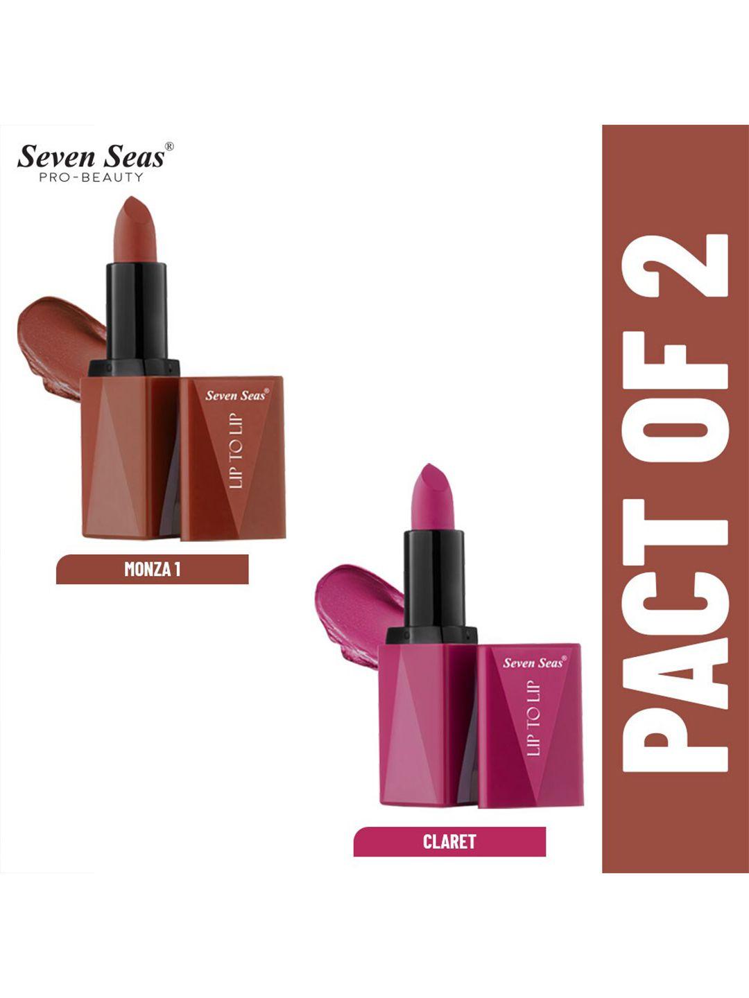 seven seas set of 2 lip to lip matte lipsticks - monza 1 & claret