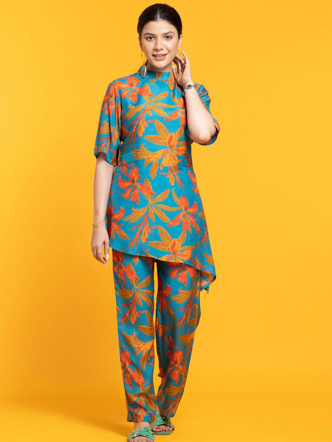 sew you soon floral printed top with trousers co-ords