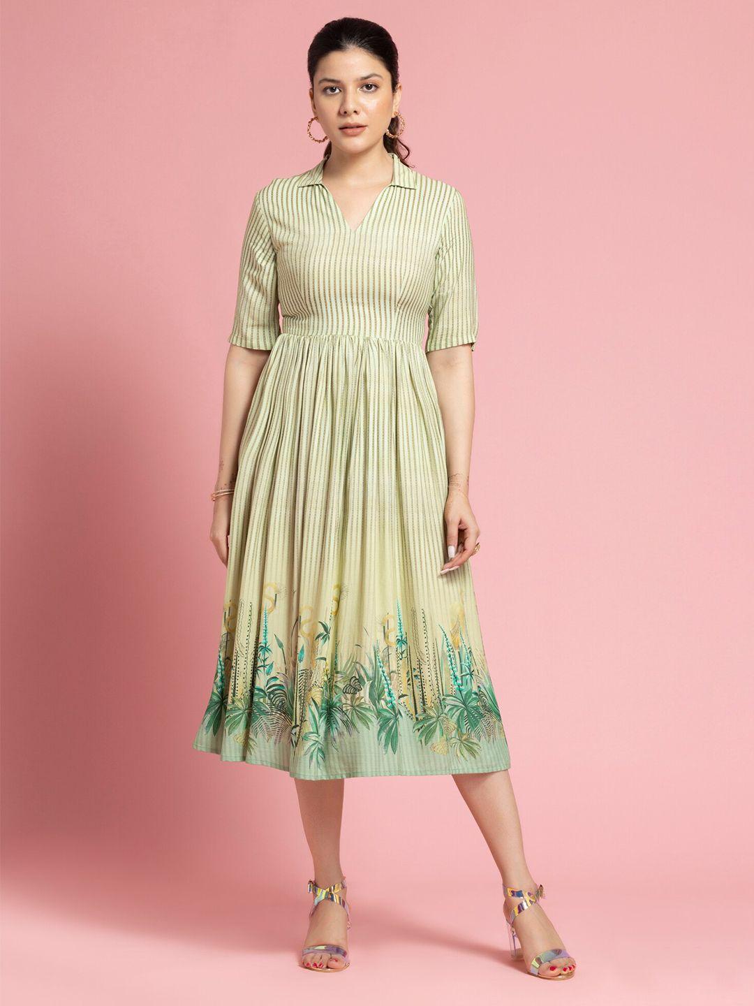 sew you soon green floral print a-line maxi dress