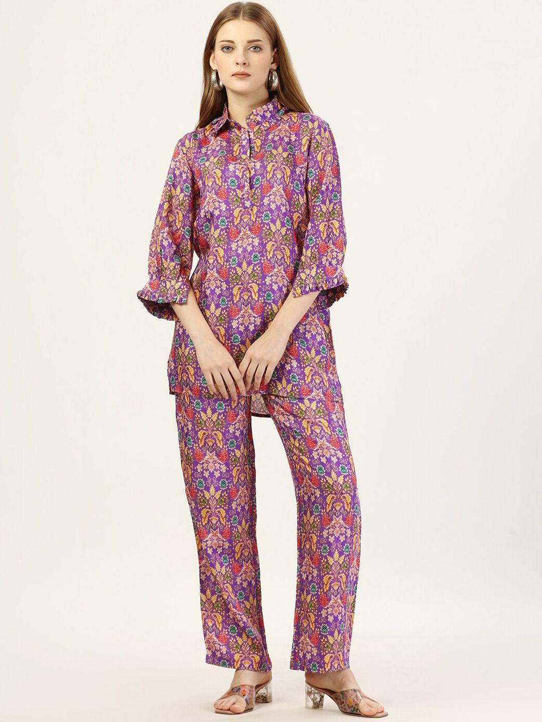 sew you soon floral printed shirt with trousers co-ords